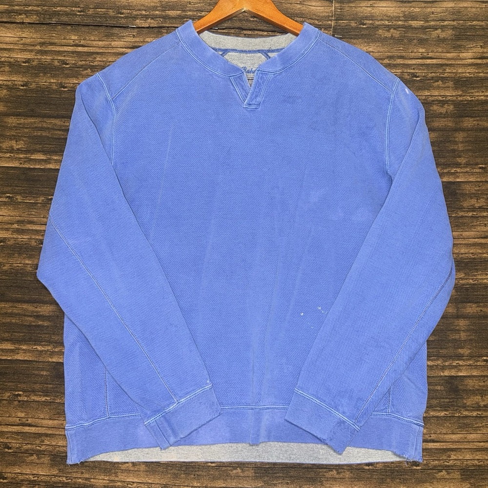 Tommy Bahama Sweatshirt Mens M Gray Blue Reversible Pullover Crewneck Lounge